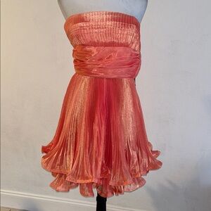 Betsy Johnson ,Elegant Coral Strapless Pleated Dress